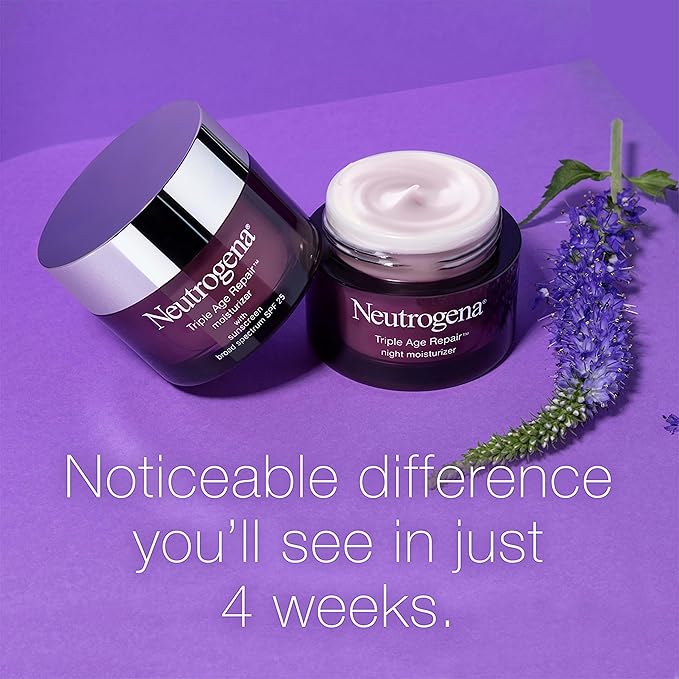 Neutrogena Triple Age Repair Face Moisturizer - with Hexinol Technology & Vitamin C, Anti-Wrinkle Face Cream with SPF 25, Visibly Reduces Wrinkles & Firms Skin, 1.7 oz