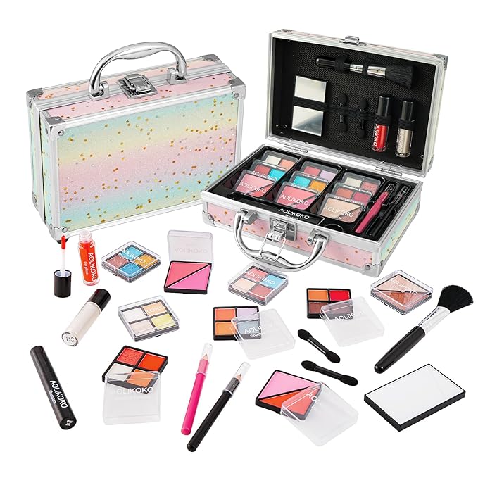 Makeup Kit for Teenager & Women Full Kit, All in One Makeup Set With The Small Cosmetic Train Case, Professional Makeup Kit, Makeup Gift Set for Women Girls (Set B)