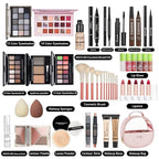 All In One Makeup Kit, Travel Makeup Kit, Makeup Gift Set, Makeup Kit for Women Full Kit, Makeup Bundle Includes Foundation Eyeshadow Palette Lipstick Eyeliner Mascara Contour Stick Cosmetic Brush Set