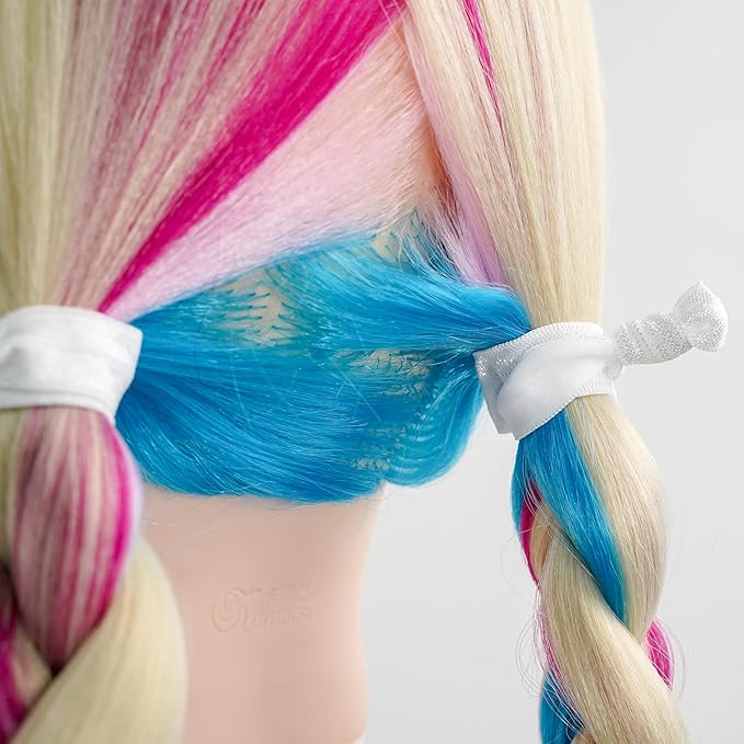 MEEDEE 100 Pack White No Crease Soft Ribbon Knotted Hair Ties - No Damage Ouchless Pony Tails & Yoga Bracelets for Women