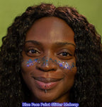 Go Ho Blue Face Body Glitter,Halloween Blue Face Paint Sparkling Mermaid Glitter Gel,Holographic Chunky Sequins Glitters for Eye Lip Hair Nails,Festival Rave Accessories