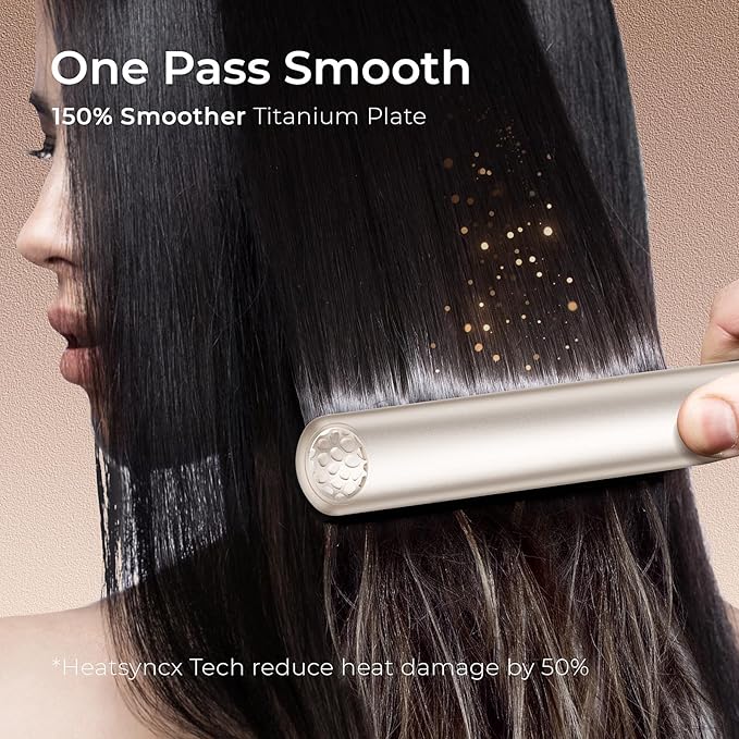 TYMO Flat Iron Hair Straightener - Titanium Hair Straighteners for Women, 1 Inch Professional Travel Flat Iron, Portable Straightener and Curlers with 10s Heat Up, 32 Temp, Dual Voltage & LED Display