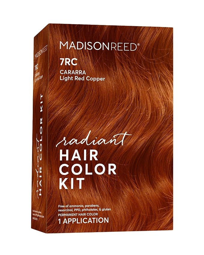 Madison Reed Radiant Hair Color Kit - 7RC Light Ginger Red with Copper Tones (Carrara Crimson) Vivid Color Permanent Hair Dye, PPD-Free & Ammonia-Free, 1 Pack
