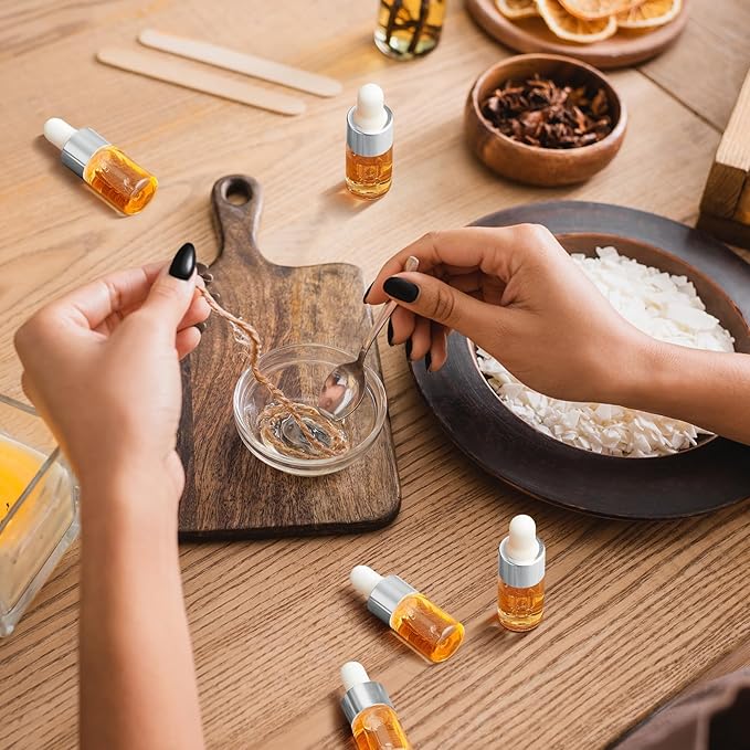 200 Pcs Mini Glass Oil Dropper Bottle Bulk, Clear Essential Small Empty Bottles Sample Containers Perfume Liquid Vials with Cap for Traveling (3 ml,Silver)