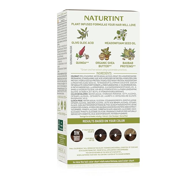 Naturtint 5W Radiant Medium Brown Permanent Hair Color (Pack of 1), Ammonia Free, Vegan, Cruelty Free, up to 100% Gray Coverage, Long Lasting Results (Packaging may vary)