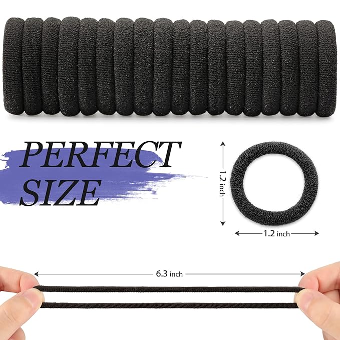 100 pcs No Break Hair Ties fitting Kit, and limited-time Starter Kit | Gentle for any hair type with no slipping or snagging Color mixing(Black)