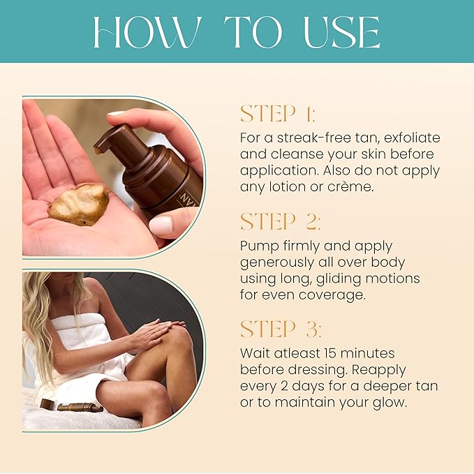 Body Drench QuickTan Self Tanner Mousse – Medium Dark Tan, Sunless Tanning Foam for Body, Natural-Looking Glow, 4.2 oz