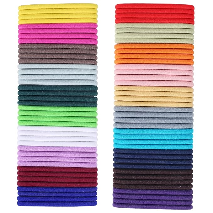 80PCS Hair Elastics, 6MM Colorful Ponytail Holders, 2 Inch in Diameter Elastic Band for Medium to Thick Hair, Curly Hair, Women or Men, 20 Colors (Multicolor)