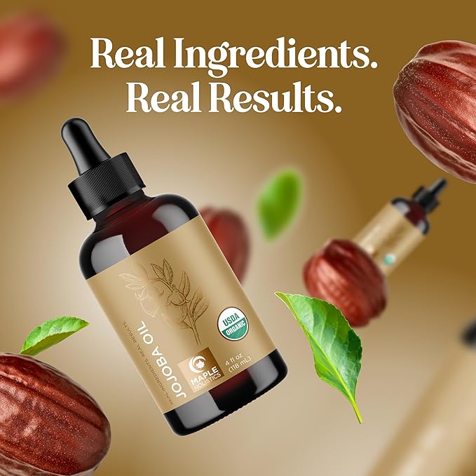 Organic Jojoba Oil Cold Pressed Unrefined - 100% Pure Organic Certified Oil for Skin Hair & Nails - Organic Skin Care & Natural Beauty DIY Carrier Oil - Dermatologist Tested & Non GMO (4 Fl Oz)