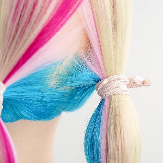 MEEDEE Ombre Pink Hair Ties for Women - 100 Pack Soft No-Crease No-Damage Ribbon Knotted Ponytail Ties, Ouchless for Yoga & Elastic Bracelets