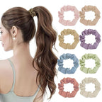 8 Pcs Small Satin Scrunchies for Women, No Damage No Crease Hair Ties for All Hair Types and Textures, Thin Hair Elastic Bands Ponytail Holders for Girls Hair Accessories (Multicolor)