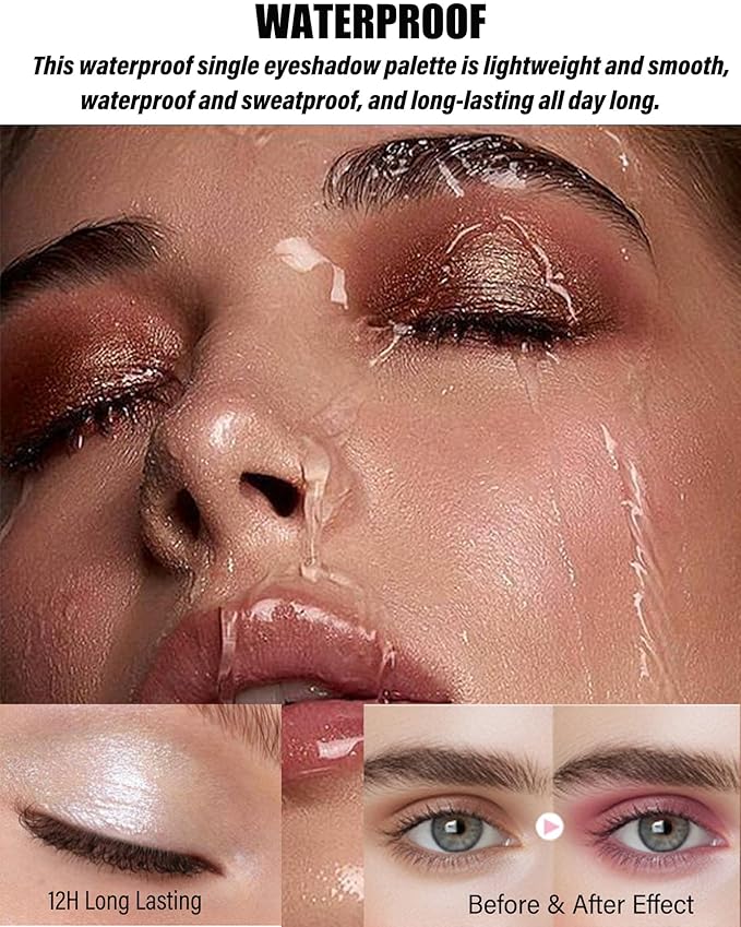 Single Matte Eyeshadow,Light Brown Eye Shadow Palette Brow Makeup,High Pigment Waterproof Pressed Monochrome Nude Eye Shadows Powder with Smooth Lightweight Blendable Formula for Daily Eye Look-06