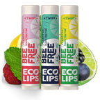Eco Lips Bee Free Variety Pack Vegan Lip Balm | Candelilla Wax, Cocoa Butter & Coconut Oil Lip Care. Soothe & Moisturize Dry, Chapped Lips - 100% Plastic-Free Plant Pod Packaging - Made in USA