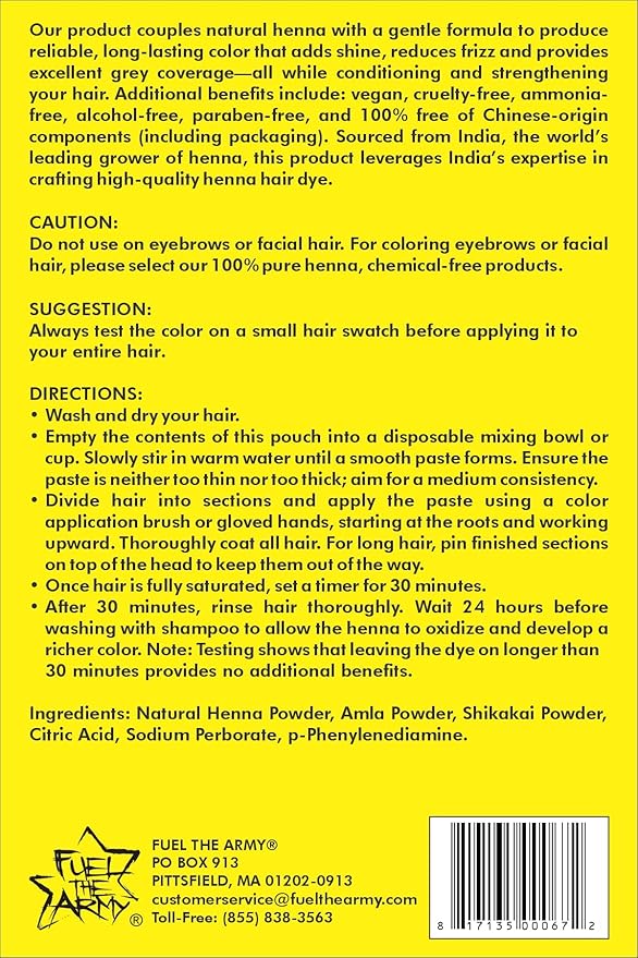 FUEL THE ARMY® 80% Natural Hair Dye 100 Grams (Deep Yellow)