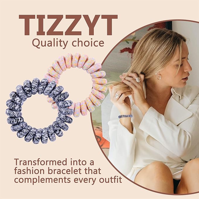 14 Pcs Women Ponytail Braid Hair Elastic No Crease Spiral Hair Ties, Girls Multi-color Waterproof Coil Hair Accessories (Medium Hair Ties)