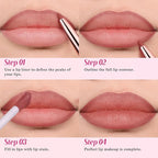 2 PCS Lip Liner and Lip Stain Combo Set, High Pigmented Long Lasting Velvet Lip Tint, Well-Defined Lipliner, Weightless Waterproof Not Animal Tested, Matte Finish Makeup