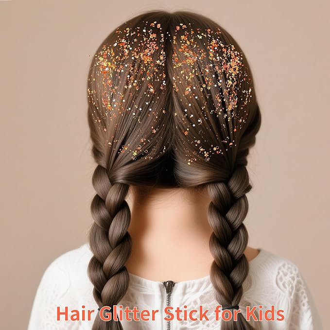 MEICOLY Orange Face Body Glitter Stick,Hair Glitter Stick for Women,Sparkle Chunky Glitter Makeup,Waterproof Face Glitter for Party Rave Festival