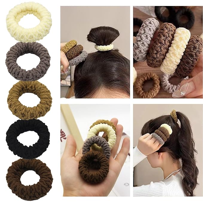 Cotton Seamless Hair Ties Bands，Headrope，Ponytail Holders ， Thick Hair Elastics for Thick Heavy and Curly Hair (10pcs)