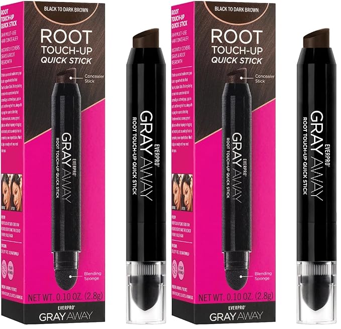 EVERPRO Gray Away Root Touchup Quick Stick, Black/Dark Brown, 0.1 Oz (Pack of 2)