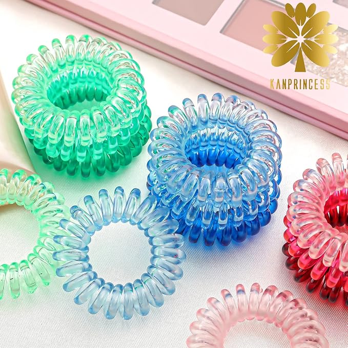 27 PCS Spiral Hair Ties,No Crease Coil Hair Bands, Phone Cord Hair Ties for Thick Hair - Women Ponytail Holder Elastics