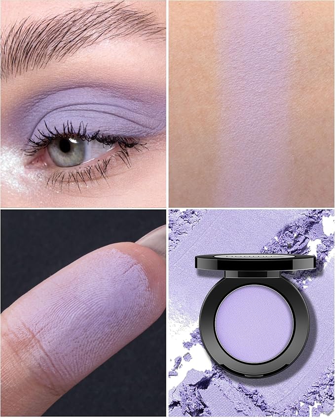 Single Purple Eyeshadow Matte Handmade Pressed Eyeshadow Powder Palette Long Lasting With No Creasing High Pigmented Intense Color Purple Eye Shadow (Lavender)