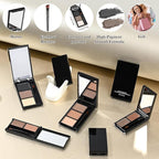 Eyebrow Powder，Eyebrow Kit Makeup Palette，3 Colors Eye Brow Powder With Mirror&Brow Brush for Women，LongLasting，Waterproof，Fill & Sculpt，Defined Natural Brows，Friendly Compact，Grey Brown Beige 03