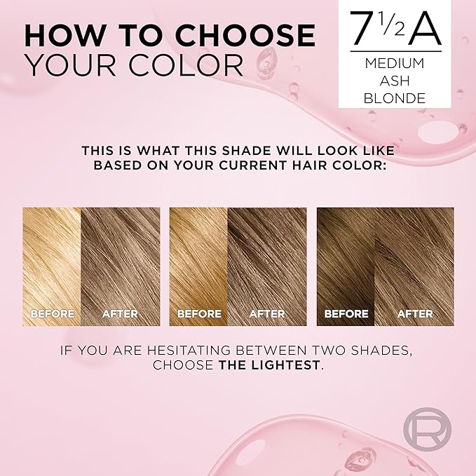 L'Oreal Paris Excellence Crème Permanent Hair Dye, Triple Care Hair Color with Pro-Keratine Complex for 100% Gray Hair Coverage, 7.5A Medium Ash Blonde, 1 Kit