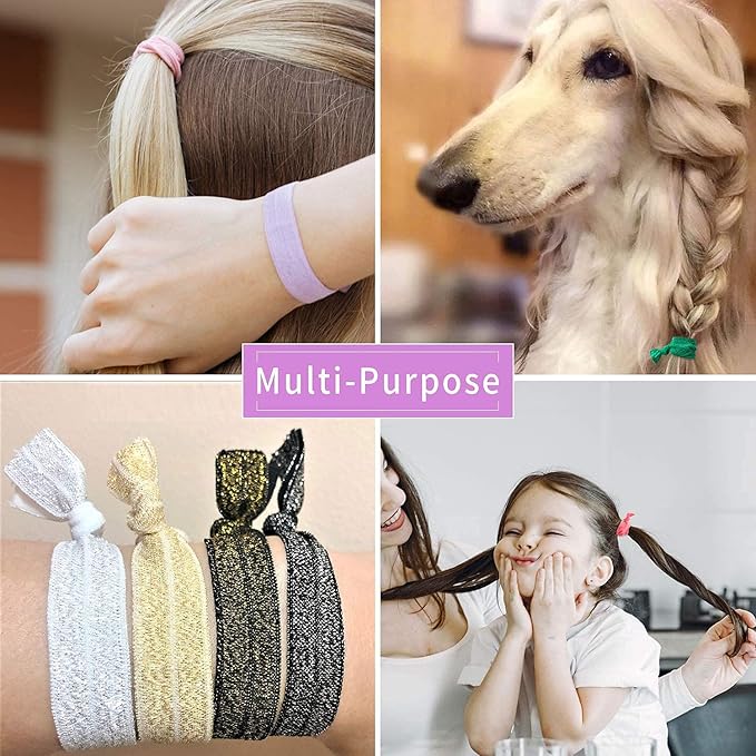 79STYLE 100Pcs No Crease Hair Ties For Women Fabric Hair Ties Cloth Ribbon Hair Scrunchies Knotted Ponytail Holders. Yoga Twist Flat Hair Bands Bulk Elastic Hair Ties Bracelet Grils (Mutil-20Colors)