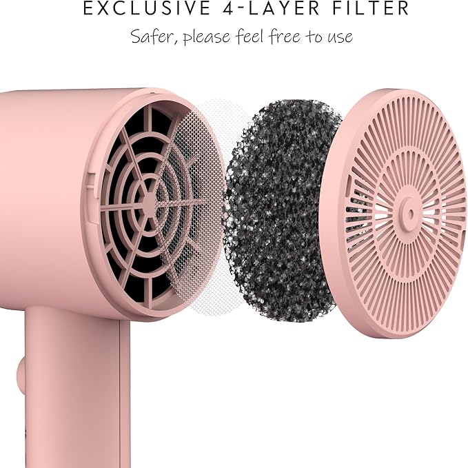 AINA Hair Dryer with Diffuser, Blow Dryer for Women | Advanced Ionic Technology, Ceramic Coating | Cold Shot Features Turbo Heat for Fast Drying and Shine 110V/ALCI (Babe Pink)