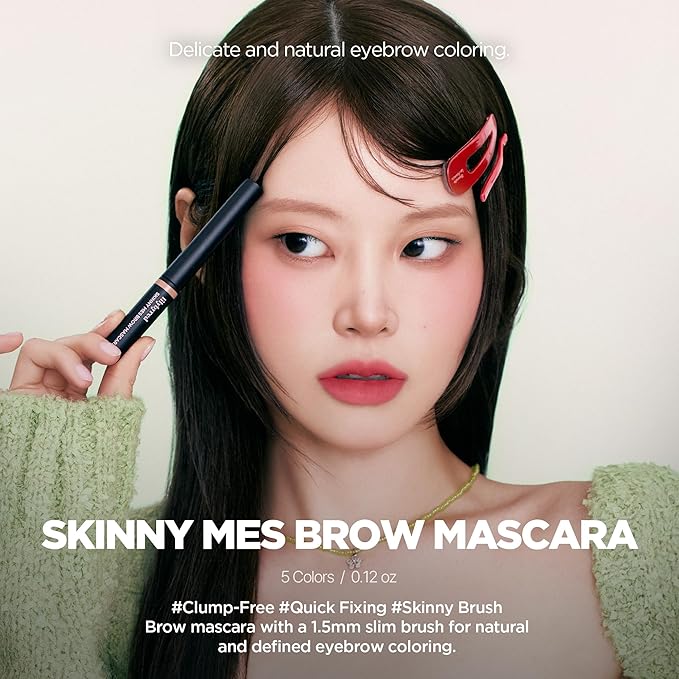 lilybyred Skinny Mes Brow Mascara | Korean 1.5mm Ultra-Slim Brush Eyebrow Mascara, Precision Application, Natural-Looking Finish, Smudge-Proof, Clump-Free, Long-Lasting, 0.12 oz. (04 Gray Brown)