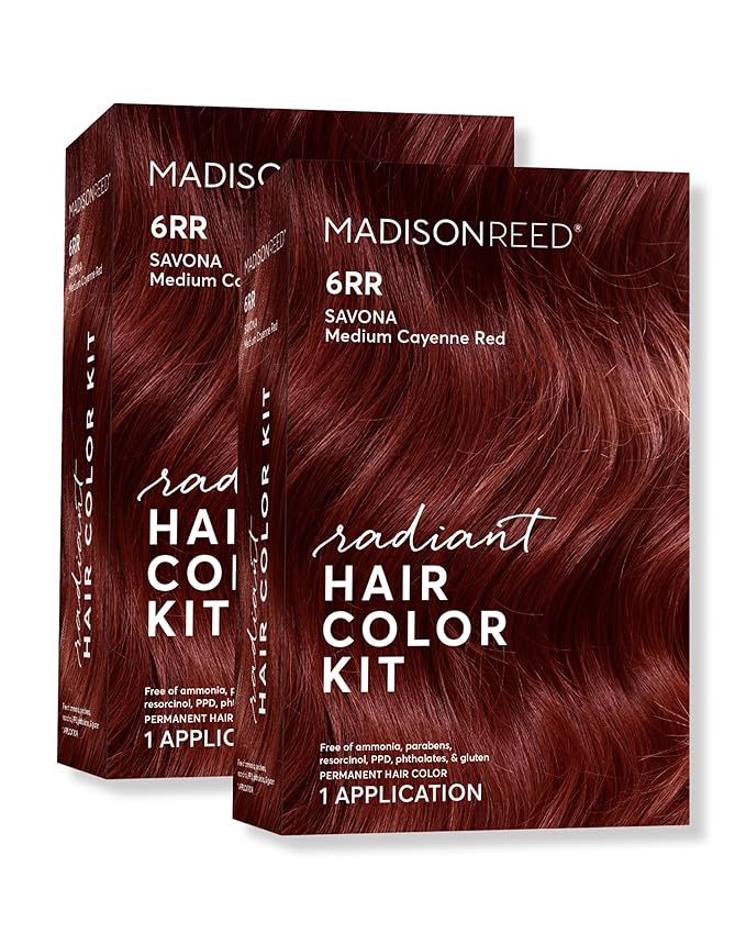 Madison Reed Radiant Hair Color Kit - 6RR Medium Vibrant Cayenne Red (Savona Scarlet) Vivid Color Permanent Hair Dye, PPD-Free & Ammonia-Free, 2 Pack