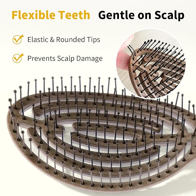 Hair Brush Professional for Women Men Paddle Detangling Brush for Wet Dry Curly Thick Straight Hair Shaping Defining Curls wood round