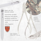 3 Swords Germany - brand quality 12 piece manicure pedicure grooming kit set for professional finger & toe nail care with black genuine leather case - Made in Germany