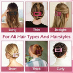 French Flat Hair Clips for Women 6pcs Hair Claw Clips for Thick or Thin Hair Matte Claw Clips for Girls Barrettes Non-Slip Strong Hold Hair Accessories for Women (Pink Purle)