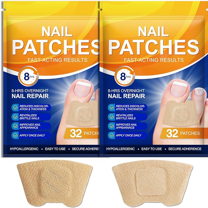 2Pack Toenail Treatment Extra Strength - 64 Pcs Nail Patches, 8-Hrs Overnight Nail Repair, Safe for Sensitive Skin, Easy to Apply