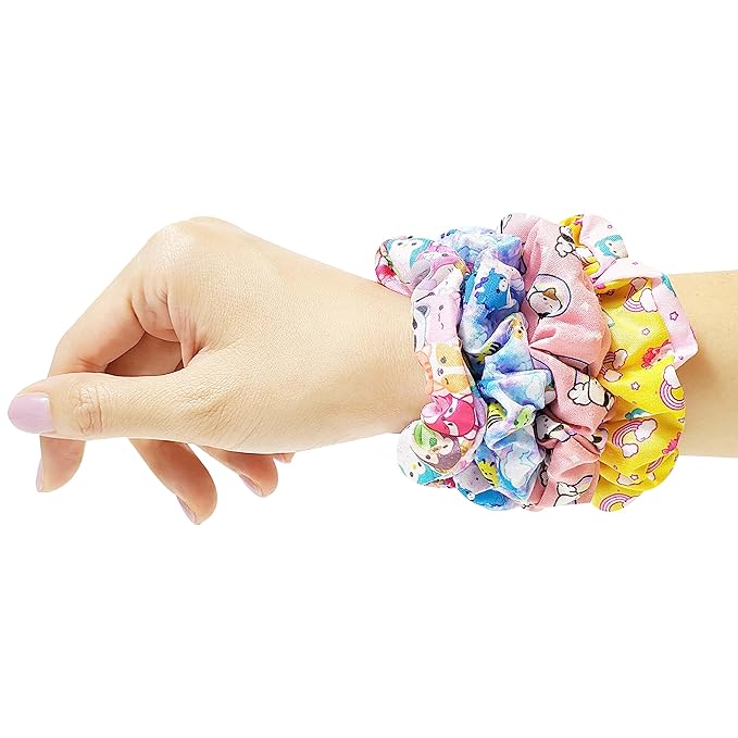 LUV HER Squishmallows Cute Scrunchies for Girls - 4 Large Printed Hair Scrunchies with Your Favorite Characters, Ages 8+