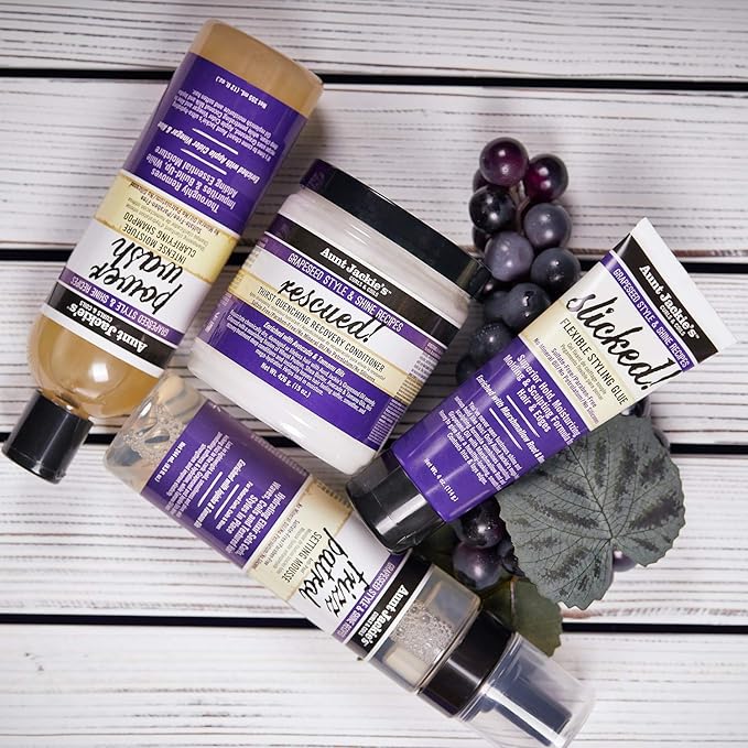 Aunt Jackie's Grapeseed Style and Shine Recipes Rescued Thirst Quenching Hair Recovery Conditioner Repair Treatment, Seals in Moisture, 15 oz