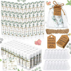 200 Pcs Baby Shower Wedding Party Favors Gift Set, 50 Pcs Baby Shower Hand Cream and 50 Lip Balm for Wedding Bridesmaid Guests Gift Supplies with 50 Organza Bag 50 Thank You Tag(Eucalyptus)