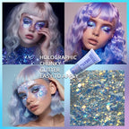 DAGEDA Body Glitter Gel, Face Glitters Body Gel Sequins Shimmer Liquid Eyeshadow, Chunky Glitter for Face Hair Nails, Holographic Cosmetic Laser Powder Festival Glitter Makeup 1.7oz (Mermaid)