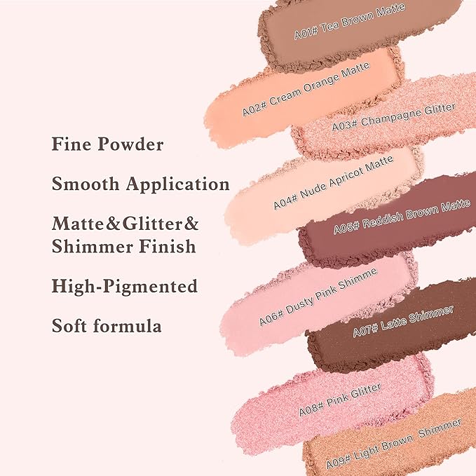 Orange Matte Single Eyeshadow Makeup Powder Palette，High Pigment Blendable Formula Eye Make-up for Women，Neutral Eye Shadow，sombras para ojos，Longwear Waterproof，Vegan & Cruelty-Free，Eyeshadow Gift