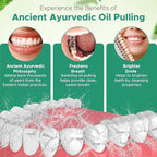 Pack of 3 Ayurvedic Organic Oil Pulling for Teeth and Gums | Refreshing Mint Flavored Oral Rinse Mouthwash | Essential Oils for Bad Breath | Teeth Whitening Pulling Oil & Gum Care Mouthwash-8 FL Oz