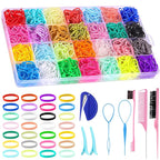 28 Colors Rubber Bands with 8 Hair Styling Tools, 1500 Pcs Colorful Elastic Ties Small Rubber Bands Baby Toddler Ties for Girls Hair Accessories