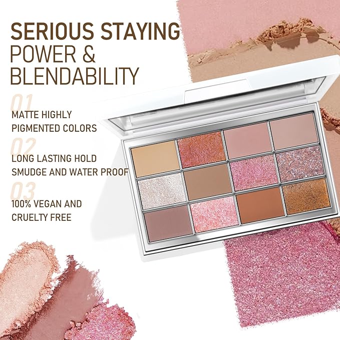 Highly Pigmented Chameleon Eyeshadow Palette, 12 Colors Sparkle Creamy Duo Chrome Multidimensional Eye Shadow Pallet, Long-Wearing Formula,easily blendable,Vegan & Cruelty Free (#02)