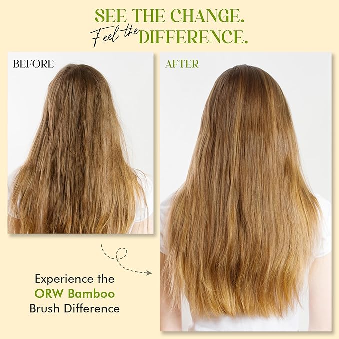 ORW OREN'S Bamboo Hair Brush for Hair Growth - Bamboo Bristle Detangler Paddle Brush, Scalp Stimulation – Natural, Sustainable Hair Care for Women, Men & Kids - Large