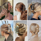 4 Inch Big Hair Claw Clips 6 Pcs Large Claw for Thick Hair Square Hair Clips for Women Rectangle Hair Clips Nonslip Acrylic Banana Jaw Clips Hair Accessories for Girls (Brown)