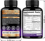 Biotin | Collagen | Hyaluronic Acid | Keratin - Clinically Tested Supplement** - Hair Growth Support, Skin & Nails - 25000mcg Vitamins B1, B2, B3, B6 & B7 - for Women & Men - Made in USA | 60 Capsules