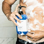 HOMMEFACE Men’s Triple Action Shower Kit - 2 Piece Set with 2-in-1 Hair Strengthening Shampoo + Conditioner & Body Wash with Pump - Korean Skincare Technology for Body Acne and Scalp Health