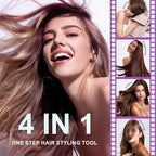 Travel Dual Voltage Hair Dryer Brush Blow Dryer Brush in One,2 Inch Hot Air Brush,Travel Hair Styler/Volumizer/Straightener/Curler,European Blow Dryer Brush with Universal Adapter