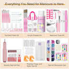 SAVILAND Acrylic Nail Kit with Drill: Nail Kit for Beginners with Everything Professional All-In-1 Acrylic set Gel Polish U V Light Full Tools DIY Salon Home Gift Set