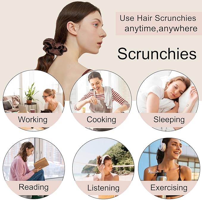 Hair Ties Scrunchies for Women's, for Girls Big Scrunchies Both for Thick Hair or Thin Hair Curl Hair No Crease Ponytail Holder No Hurt Your Hair